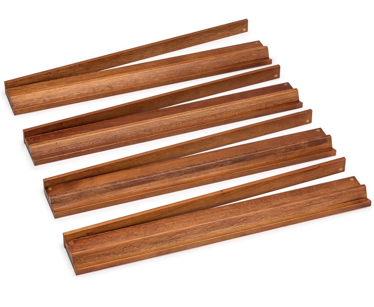 Classic Chestnut Color Wooden Mahjong Game Racks with Pushers, 18″ – Set of 4