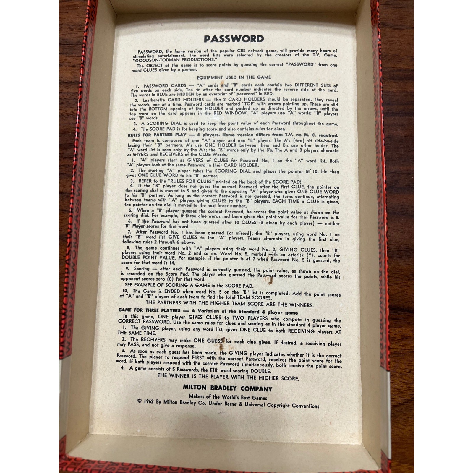 VTG Milton Bradley Password Volume Five Board Game 1964 5th Edition