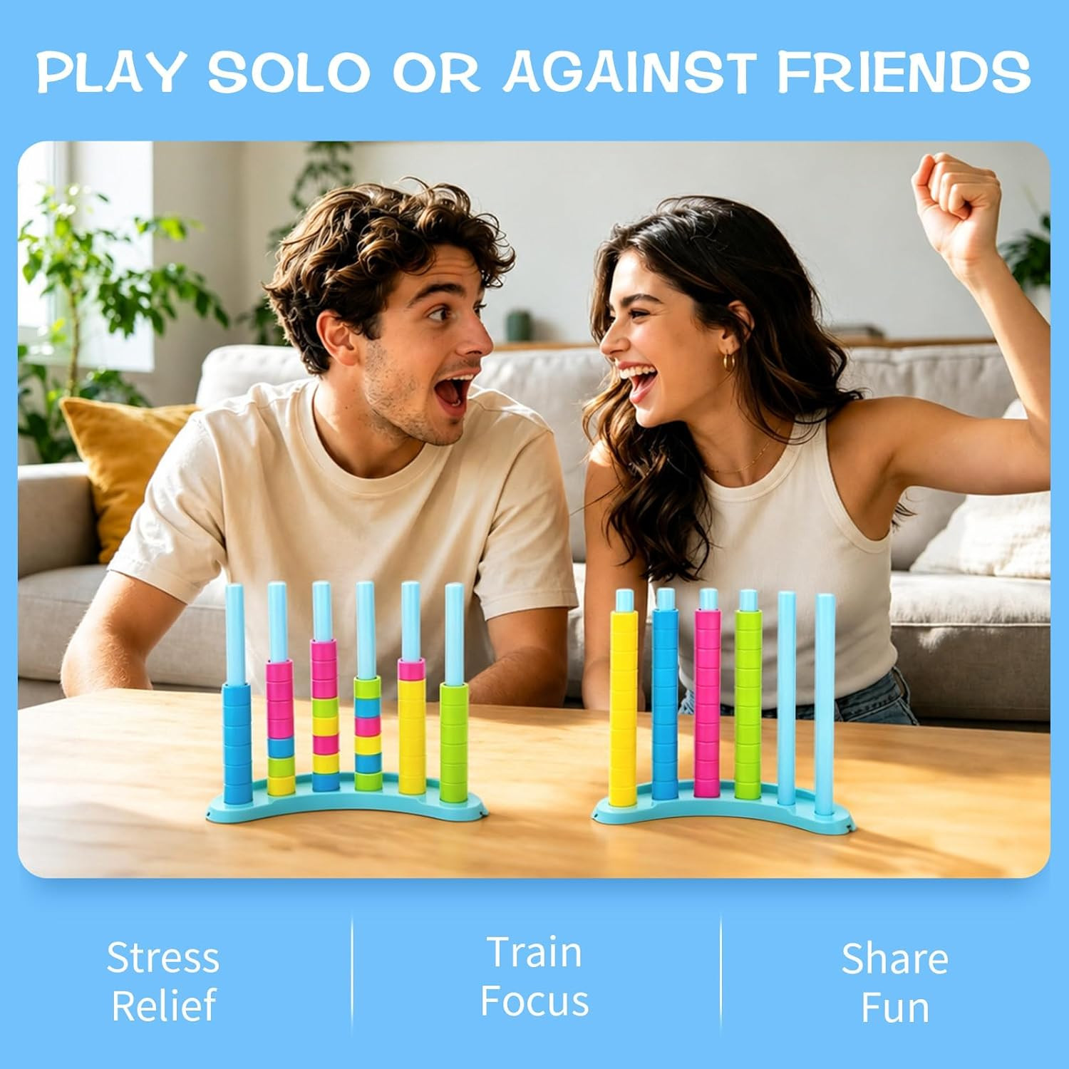 Color Matching Challenge Game 2 Pack – Fast Pattern Color Sorting & Stacking Toy