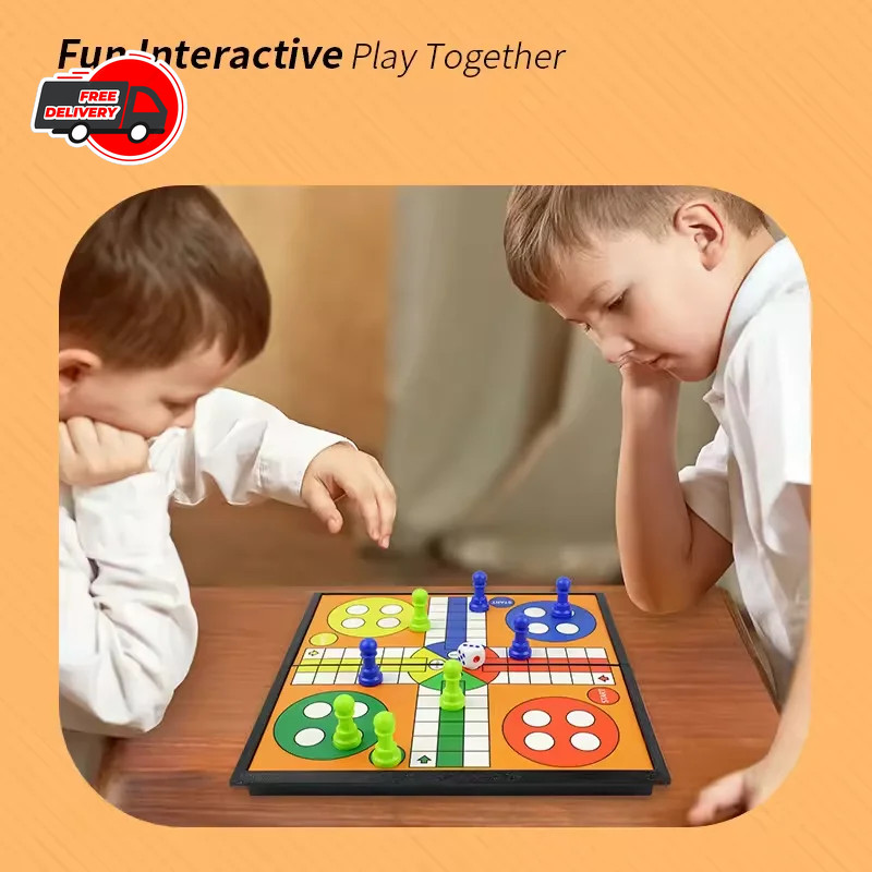 Ludo Game Set Strategy Game Parent Interaction with Foldable Board Travel Family