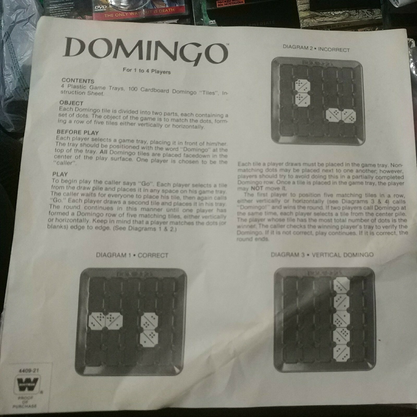 1982 Domingo Board Game-Whitman-Dominoes/Bingo-1 to 4 Players-Complete