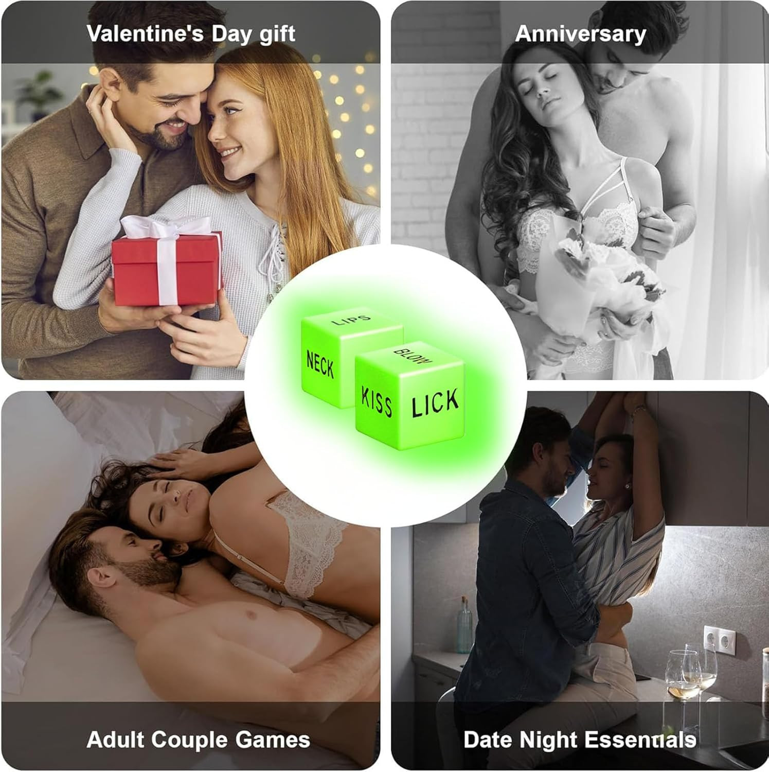 Sex Cards Sex Dice Set Couples Games – 54 Positions Cards Sex Game with 2 Glow S