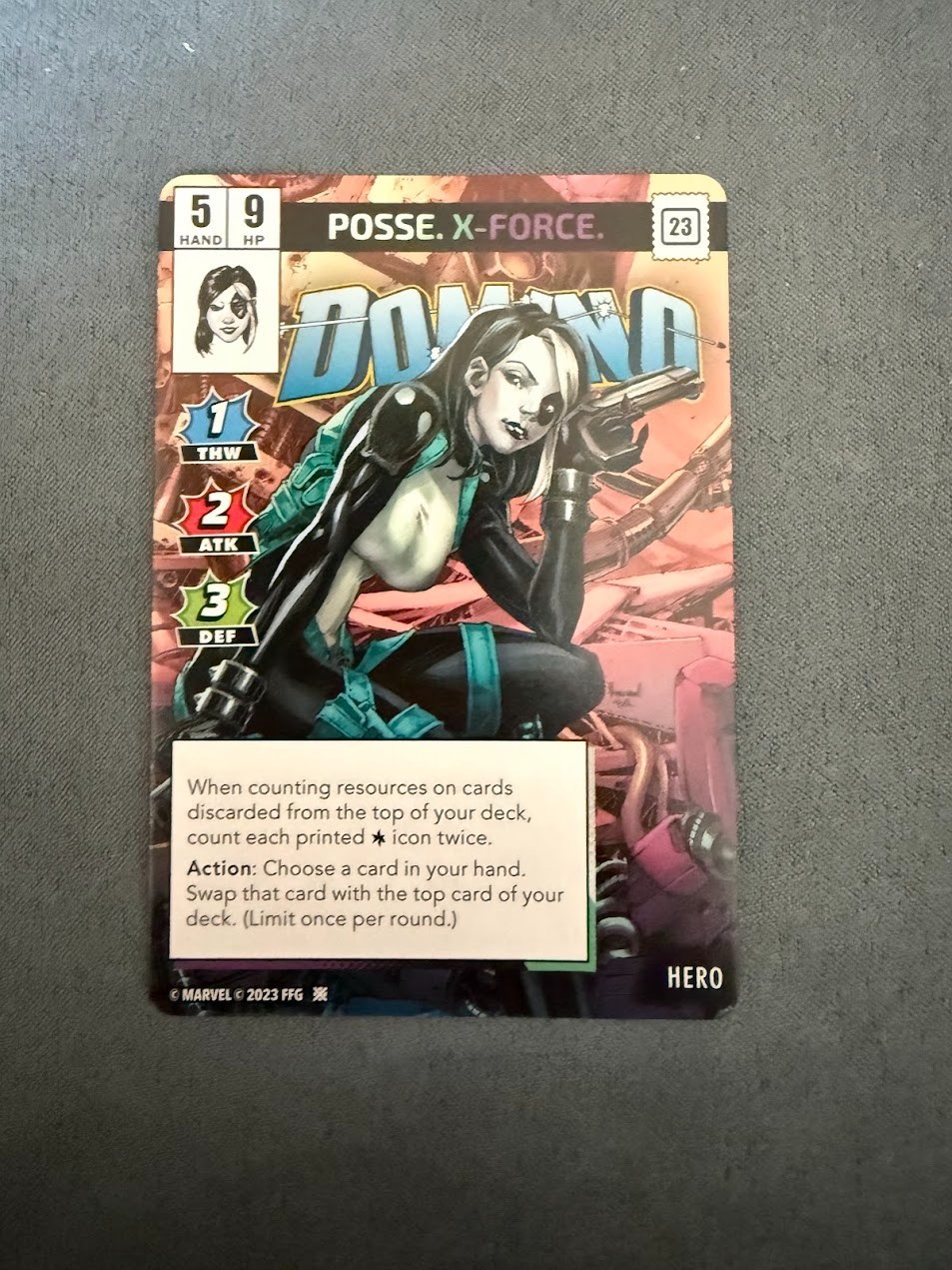 [Marvel Champions LCG] Domino (Alternate Art) – NeXt Evolution Promo Card – NM