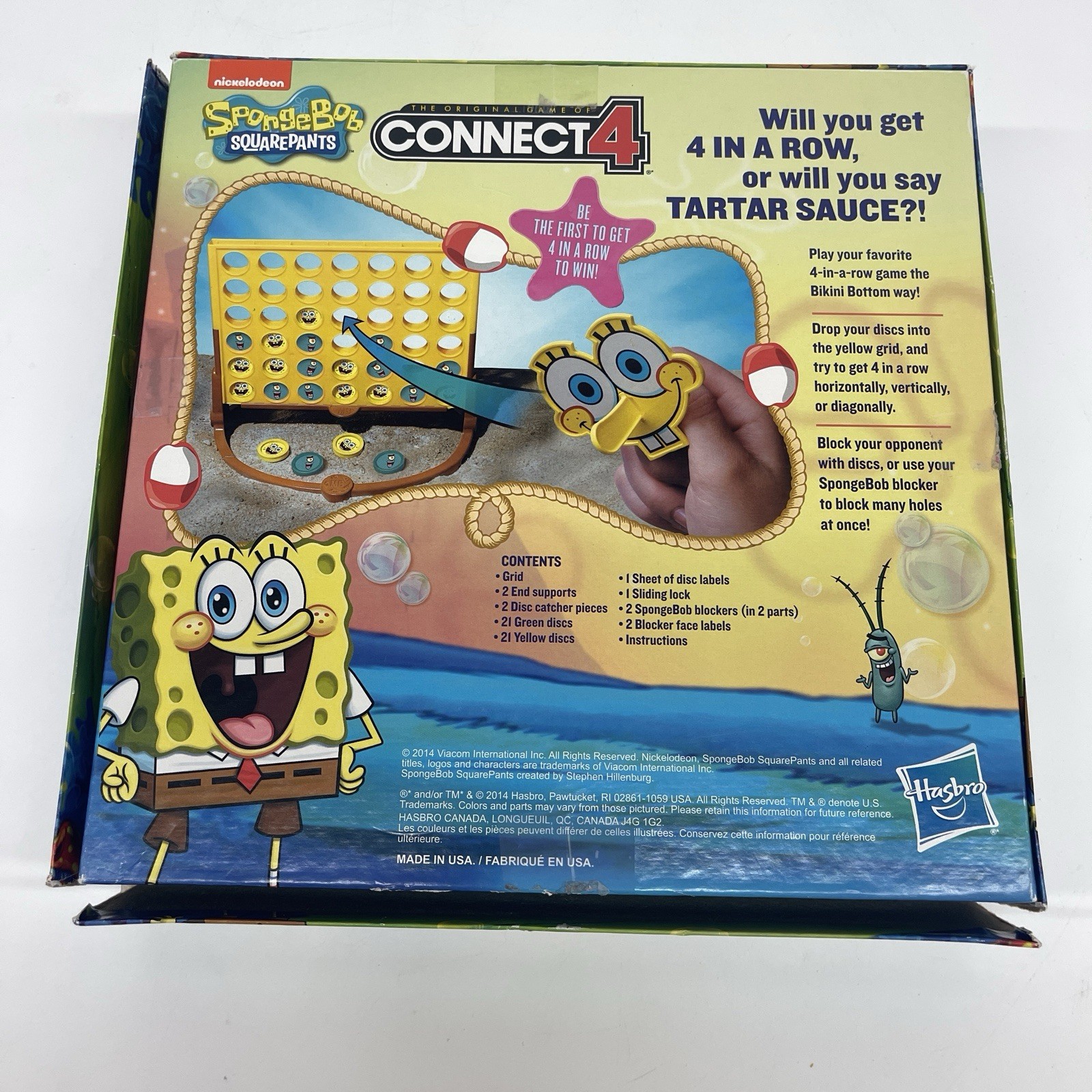 SpongeBob SquarePants Connect 4 Board Game Hasbro 2014 Complete Nickelodeon