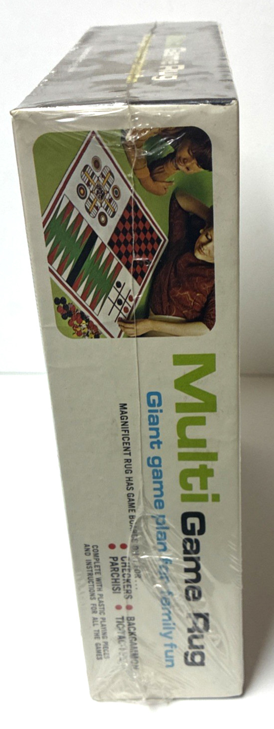 NOS Vintage Multi Game Rug Sealed Retro Giant Floor Board Game Checkers Ludo 70s