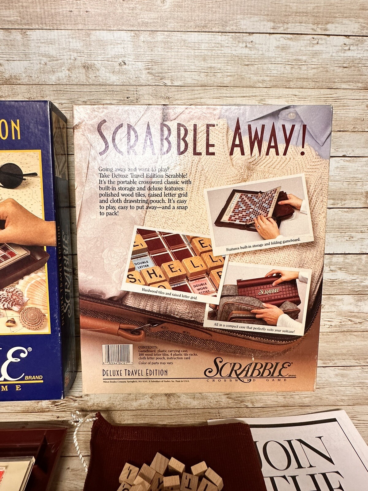 SCRABBLE ~ 1991 Deluxe Travel Edition ~ Mini Wood Tiles ~