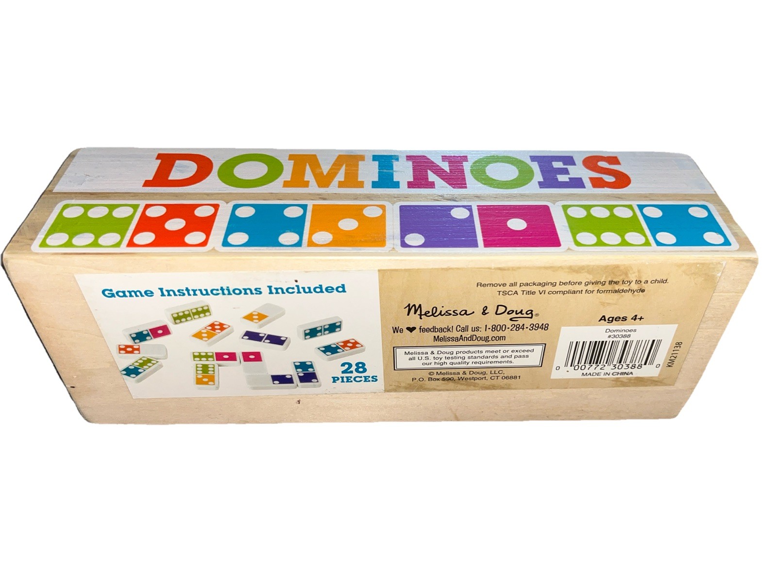 Melissa & Doug Colorful Dominoes Family Game Numbers Theme Wooden Box Ages 4+ B6