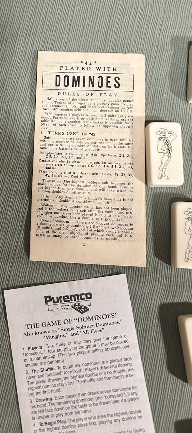 Puremco Customized Dominoes Cowboy Stripper APF Initials VTG