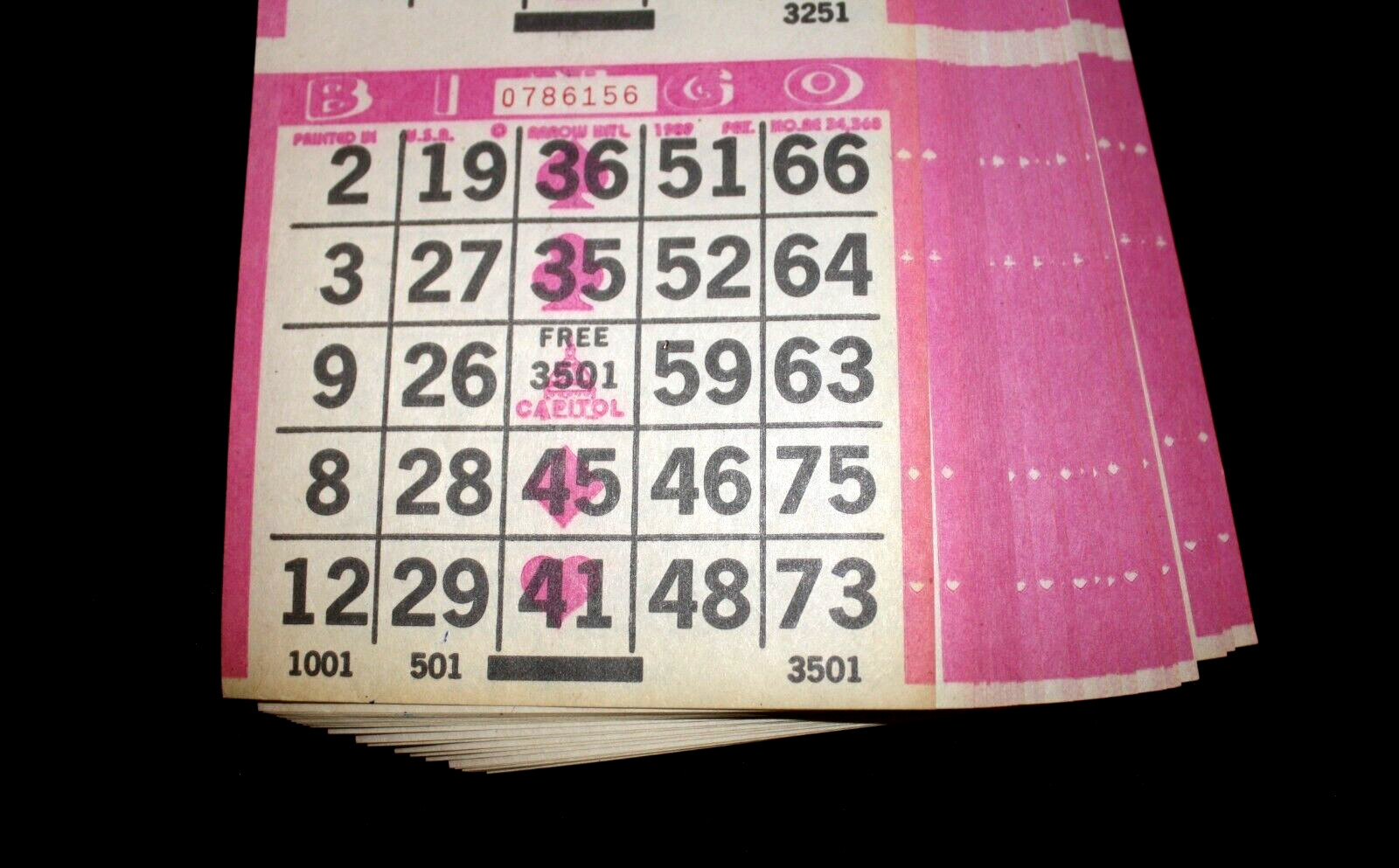BINGO PAPER Cards Sheets 3 on 1 Pink Border Poker pattern – 100 sheets