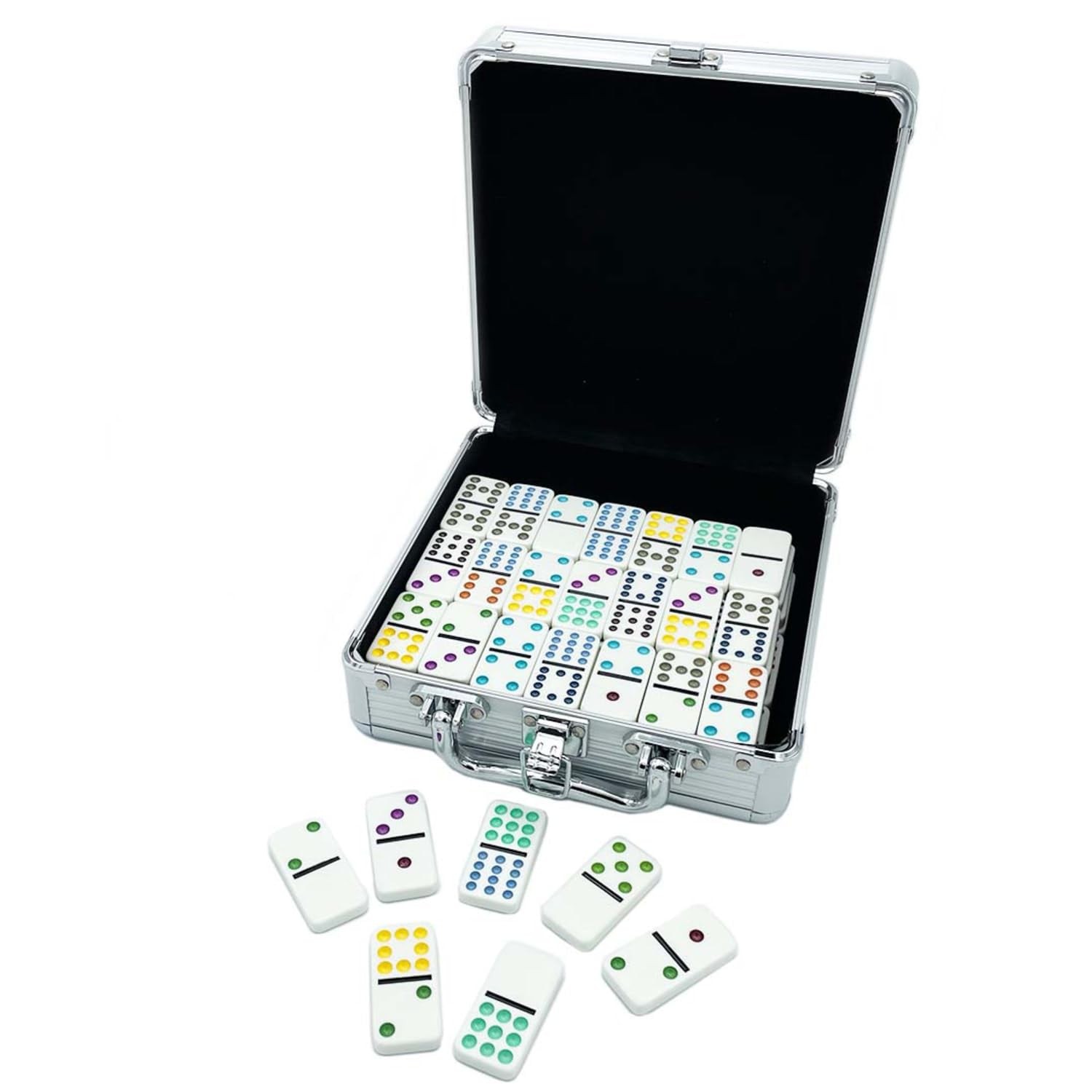 Front Porch Classics, Mexican Train Domino Set On-The-Go Aluminum Carrying