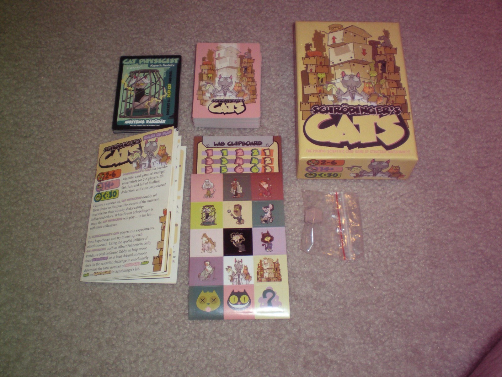 Schrodinger’s Cats Card Game by Ninth Level Games Complete & Nice w/ Stickers!