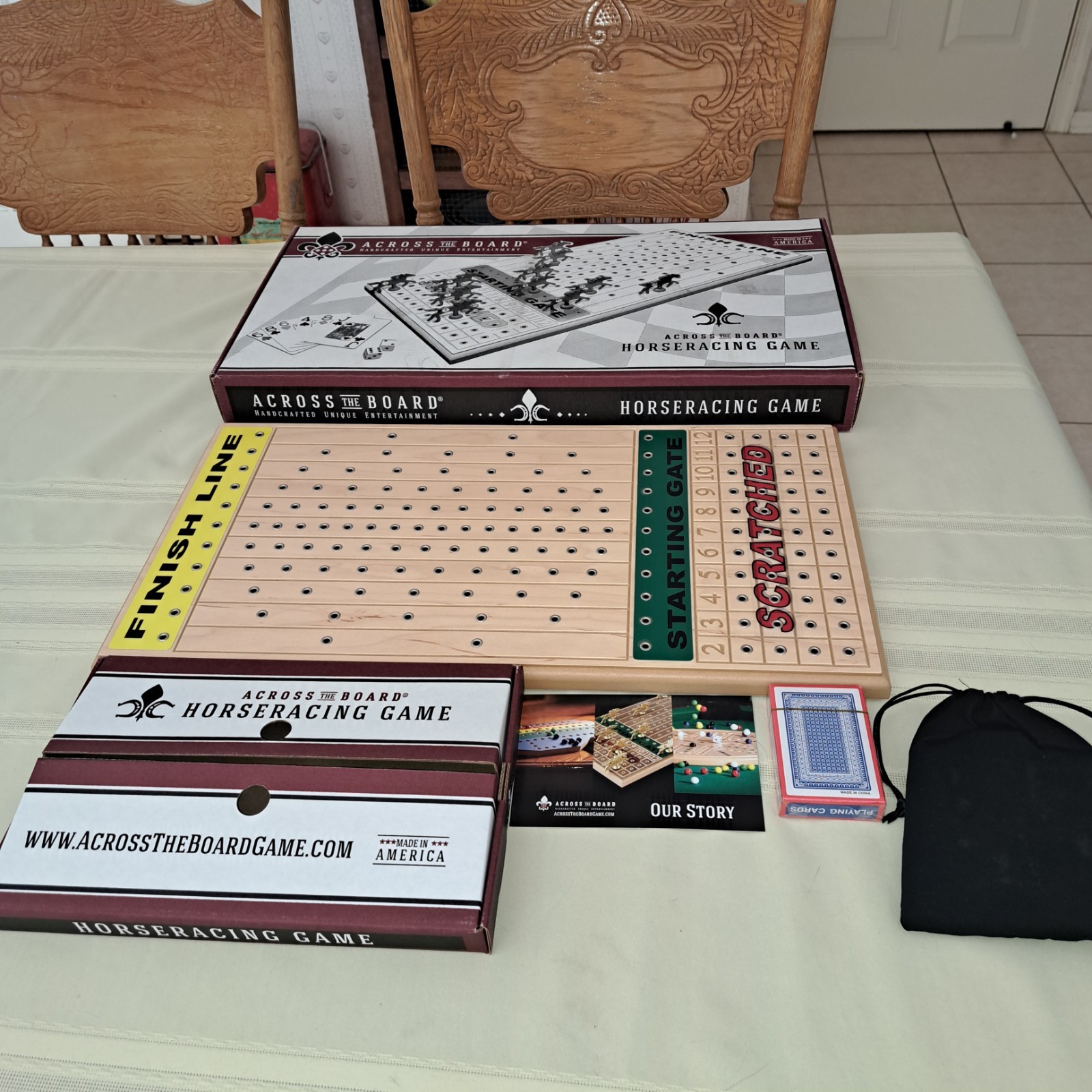 Across The Board Horse Racing Horseracing Game Handcrafted Wood Board, 2007, NIB