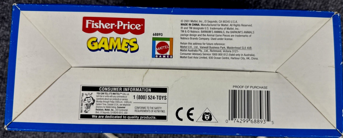 Fisher Price 2001 Barnum’s Animals Crackers Card Game Matching & Memory COMPLETE