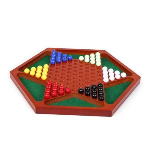 Wooden Chinese Checkers Board Game Set, 13.5 Inch Classic Strategy Game with