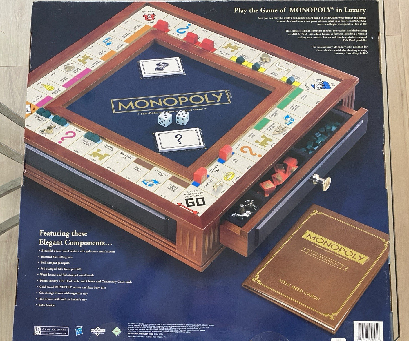 NEW Monopoly Luxury Edition Large Deluxe Wooden Board Game Never used Open Box