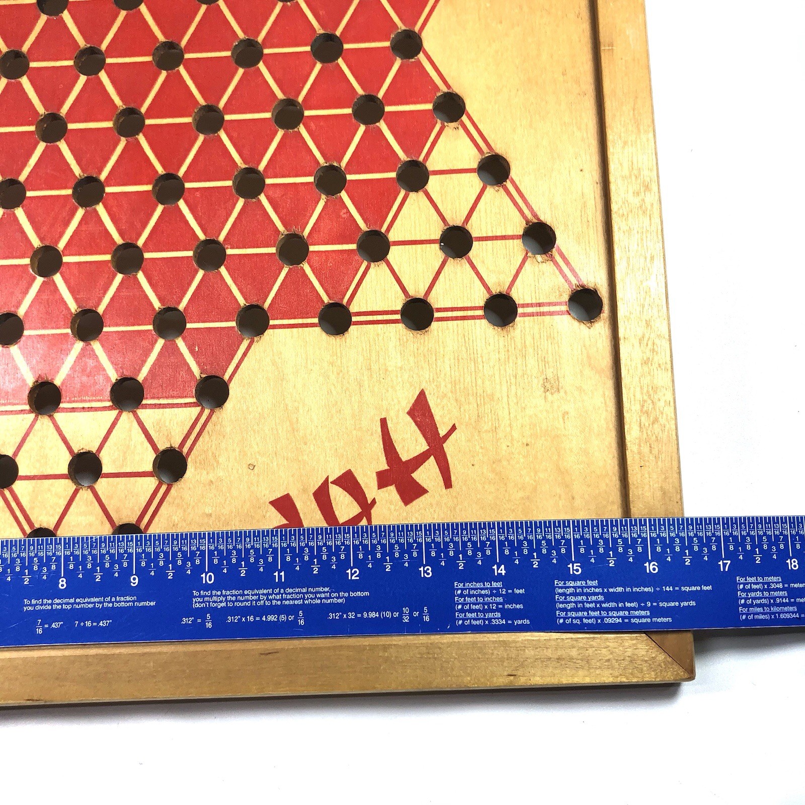 VTG Pressman USA Hop Ching Red Font Wood Chinese Checkers Game Board #2739