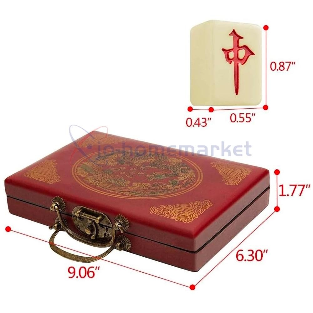 Vintage Chinese Mahjong Game Portable Set 144 Tiles w/ Storage Case Family Game