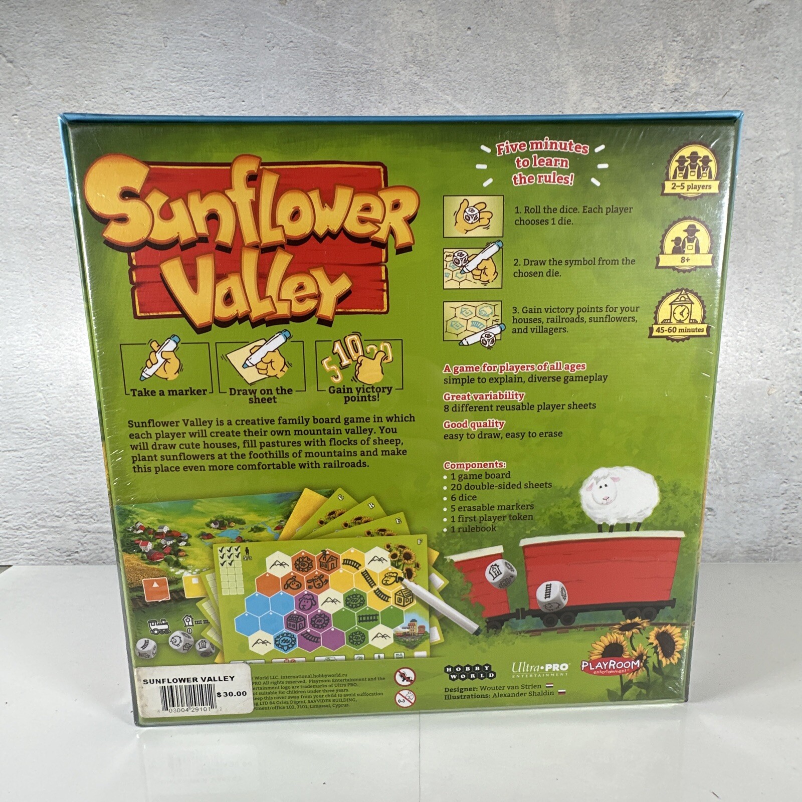 Sunflower Valley by Wouter Van Strien Strategy Dice Building Farming Board Game
