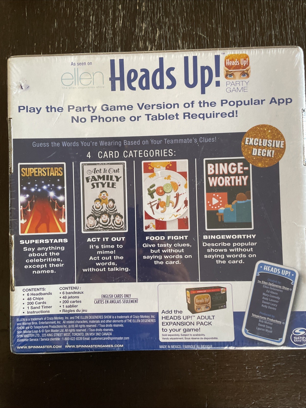 Heads Up! Party Family Card Game As Seen On Ellen 3rd Edition, Spin Master, New