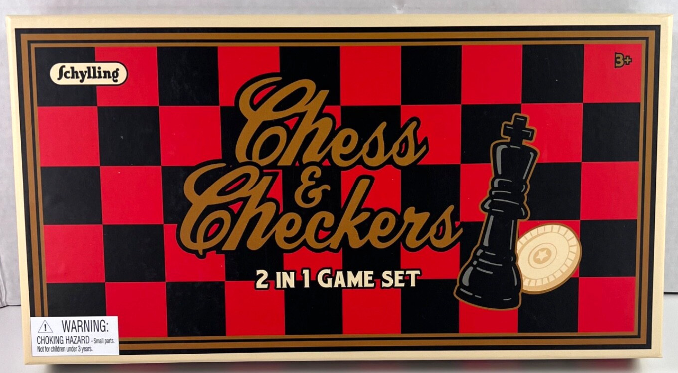Schylling Chess & Checkers 2-in-1 Game Set Classic Family Board Game New