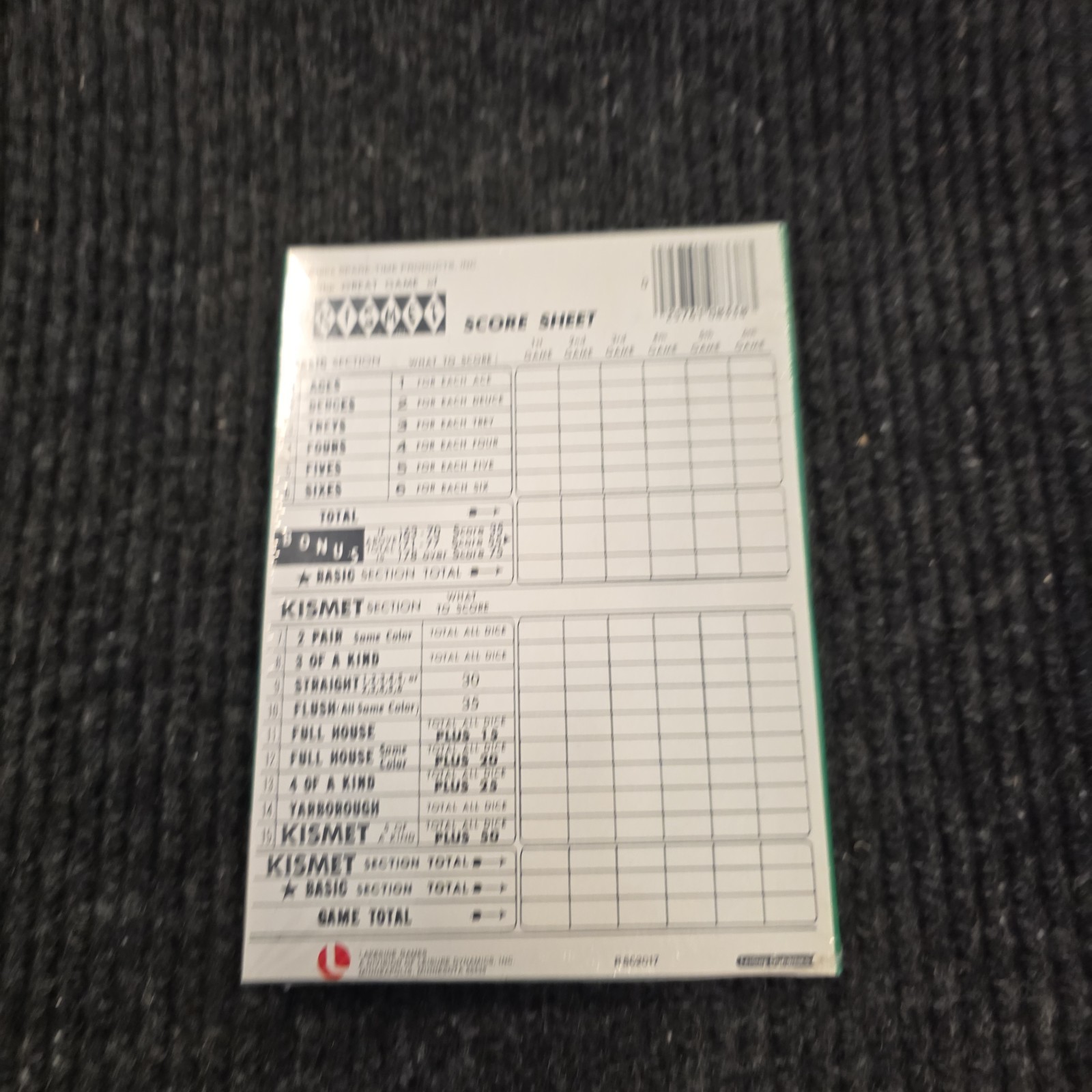 Vintage Kismet Game of Yacht 1975 Lakeside No. 8338 Score Pads 4 Pack