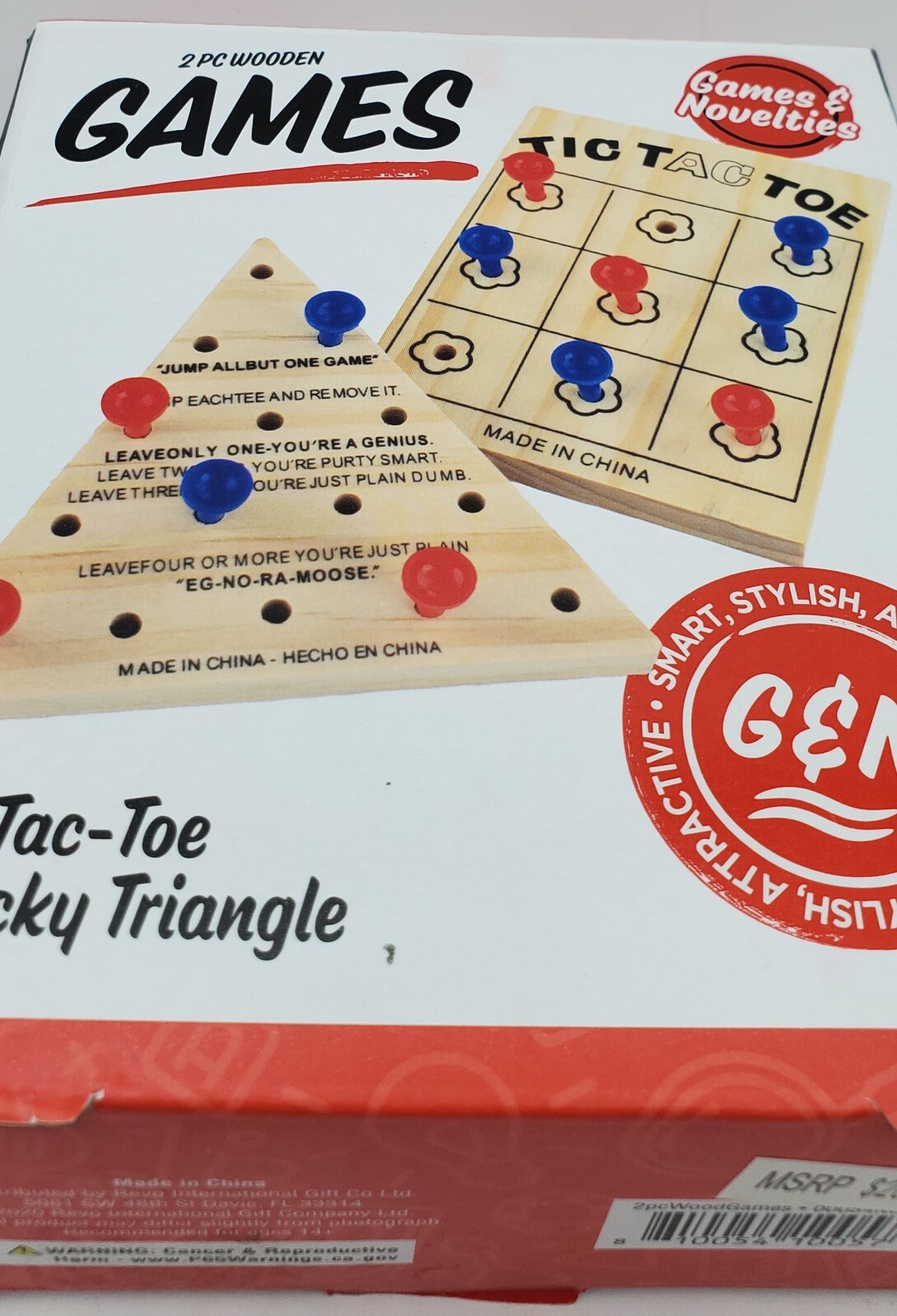 Mini 2 PC Wooden Games Tic Tac Toe & Tricky Triangle Table Family Classic Home