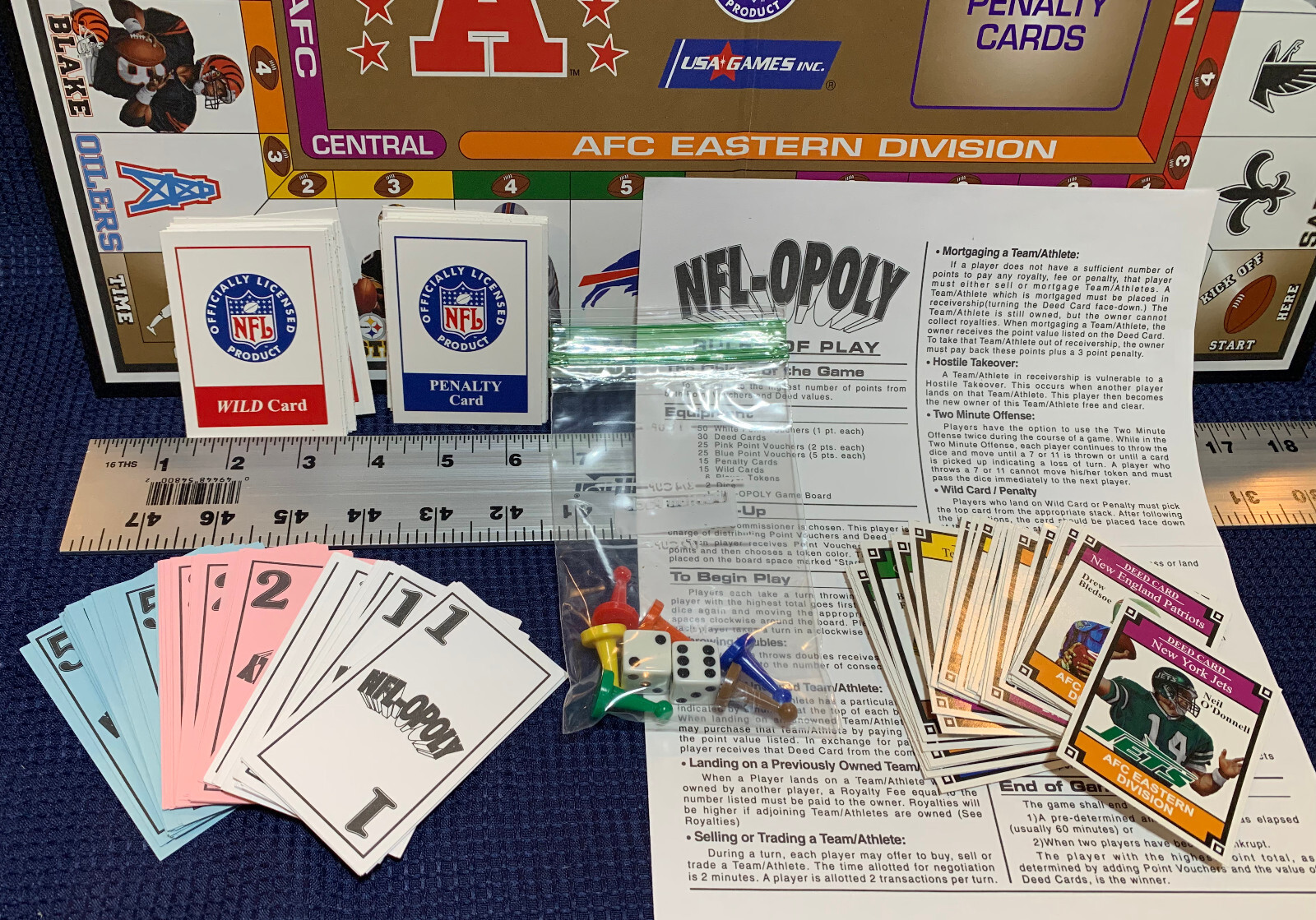 NFL-OPOLY Board Game – “The Game Of Champions VTG 1994 Great Condition Free Ship
