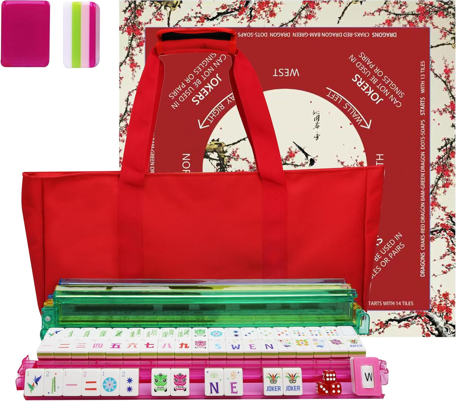 American Mahjong Game Set, Portable Carrying Bag,Acrylic 160 Tiles,Western Mahjo