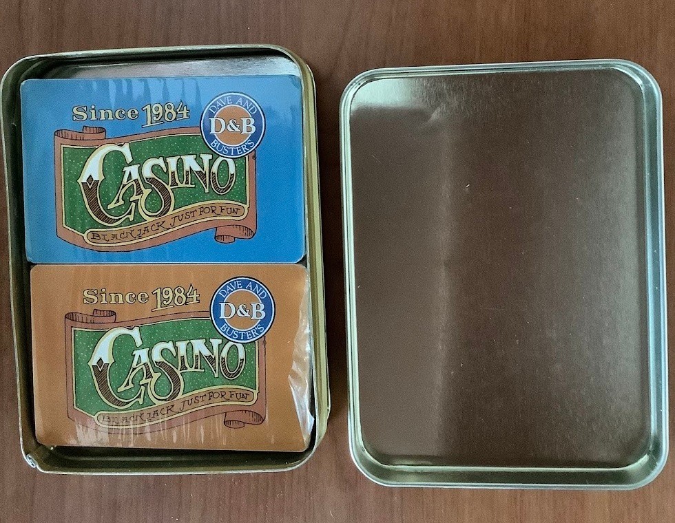 Dave & Busters Casino Game Tin Since 1984 Blackjack Poker Set Travel Game