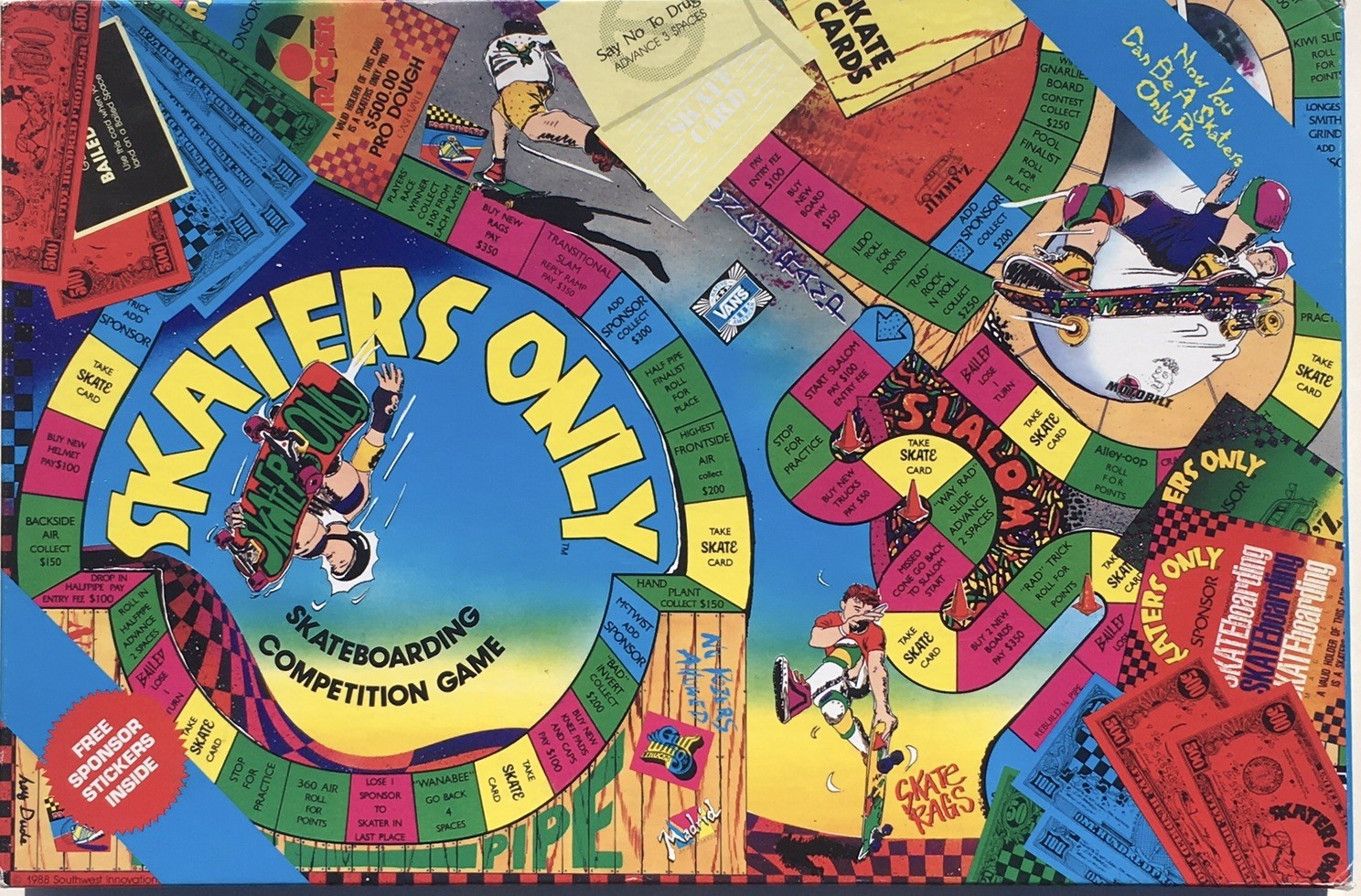 Skaters Only! (1988) RARE Board Game 100% Complete Southwest Innovations INC VGC