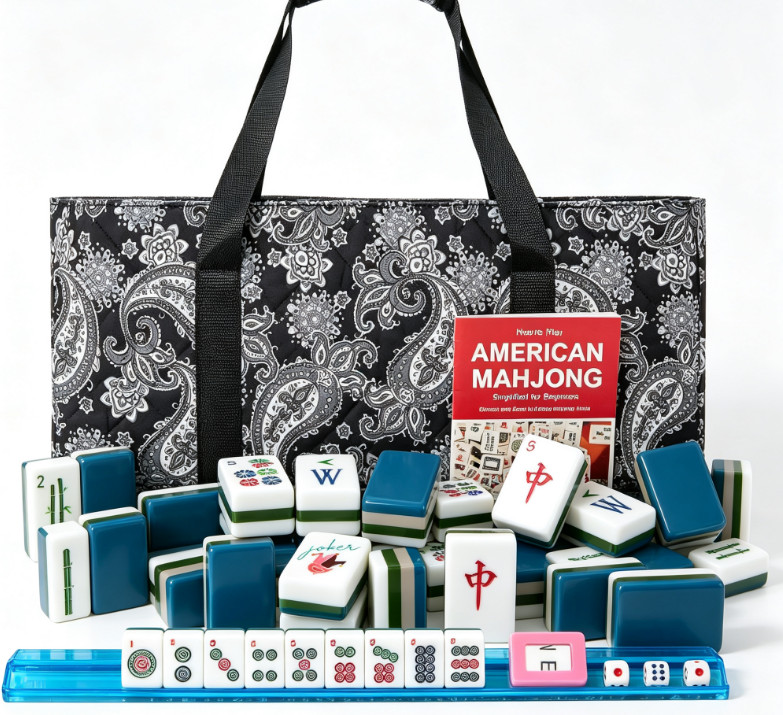 NEW!American Mahjong,160 deep blue Layered+Fashion Mahjong bag set Fast ship