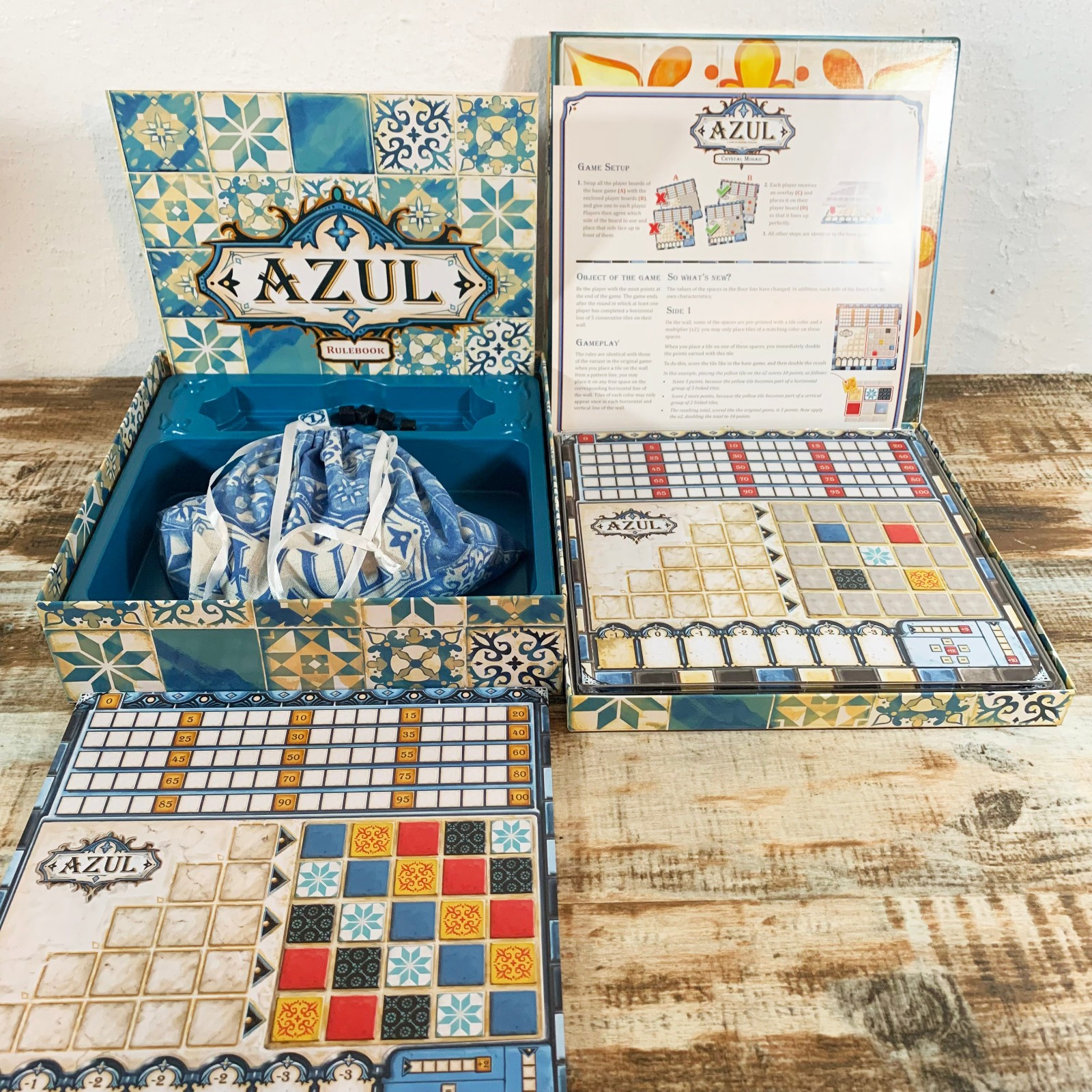 Azul Board Game + Crystal Mosaic Expansion – 100% Complete – Next Move
