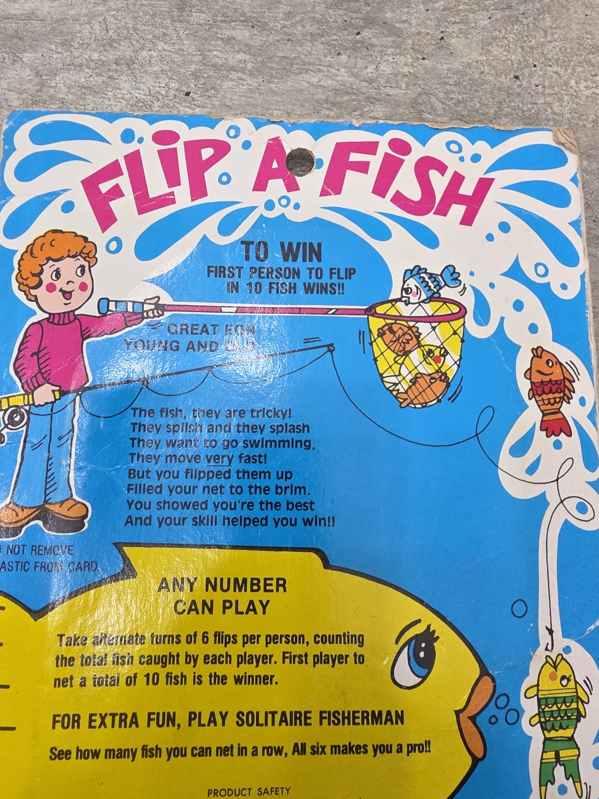 Vintage 1981 Flip A Fish Game Cardboard 80’s Rack Toy Model No 508 Berne Works