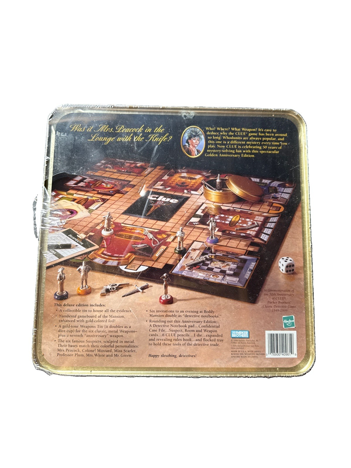 Clue 50th Anniversary Edition Tin COMPLETE Parker Brothers 1998 Crime Mystery