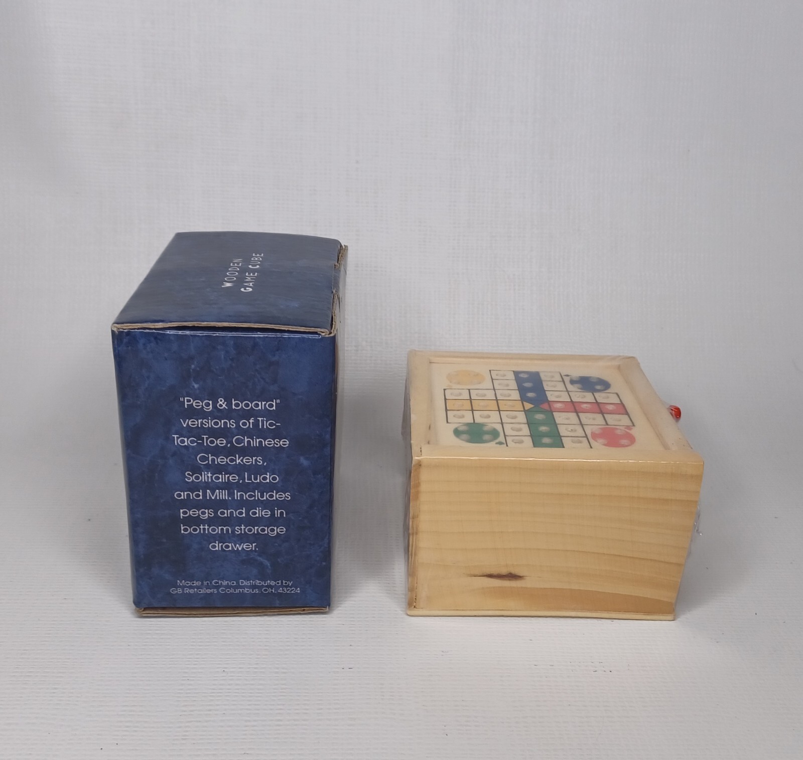 Wooden Game Cube 5 Games Chinese Checkers Solitaire Ludo Mill Tic Tac Toe