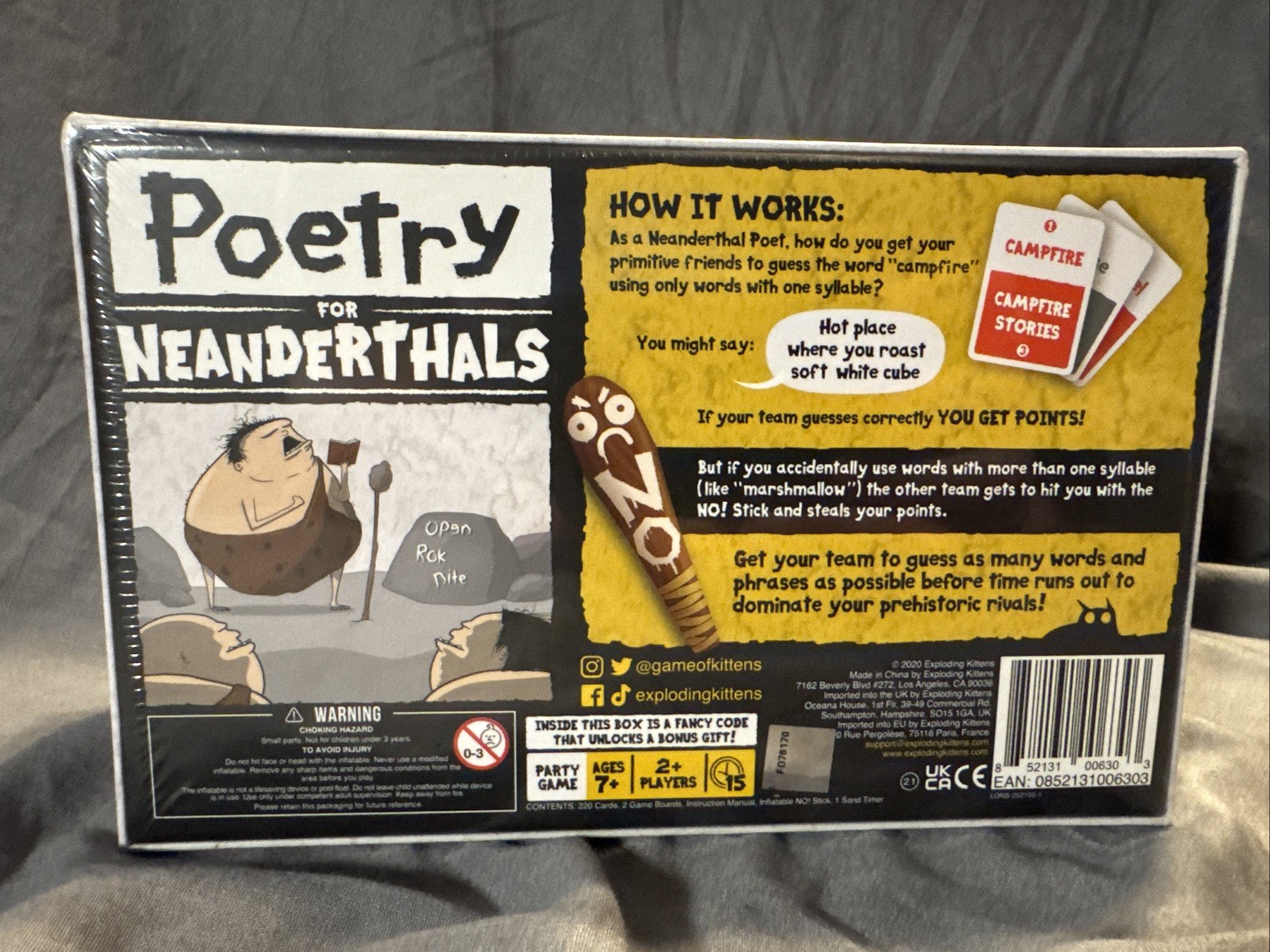 Exploding Kittens Poetry for Neanderthals Word Card Game
