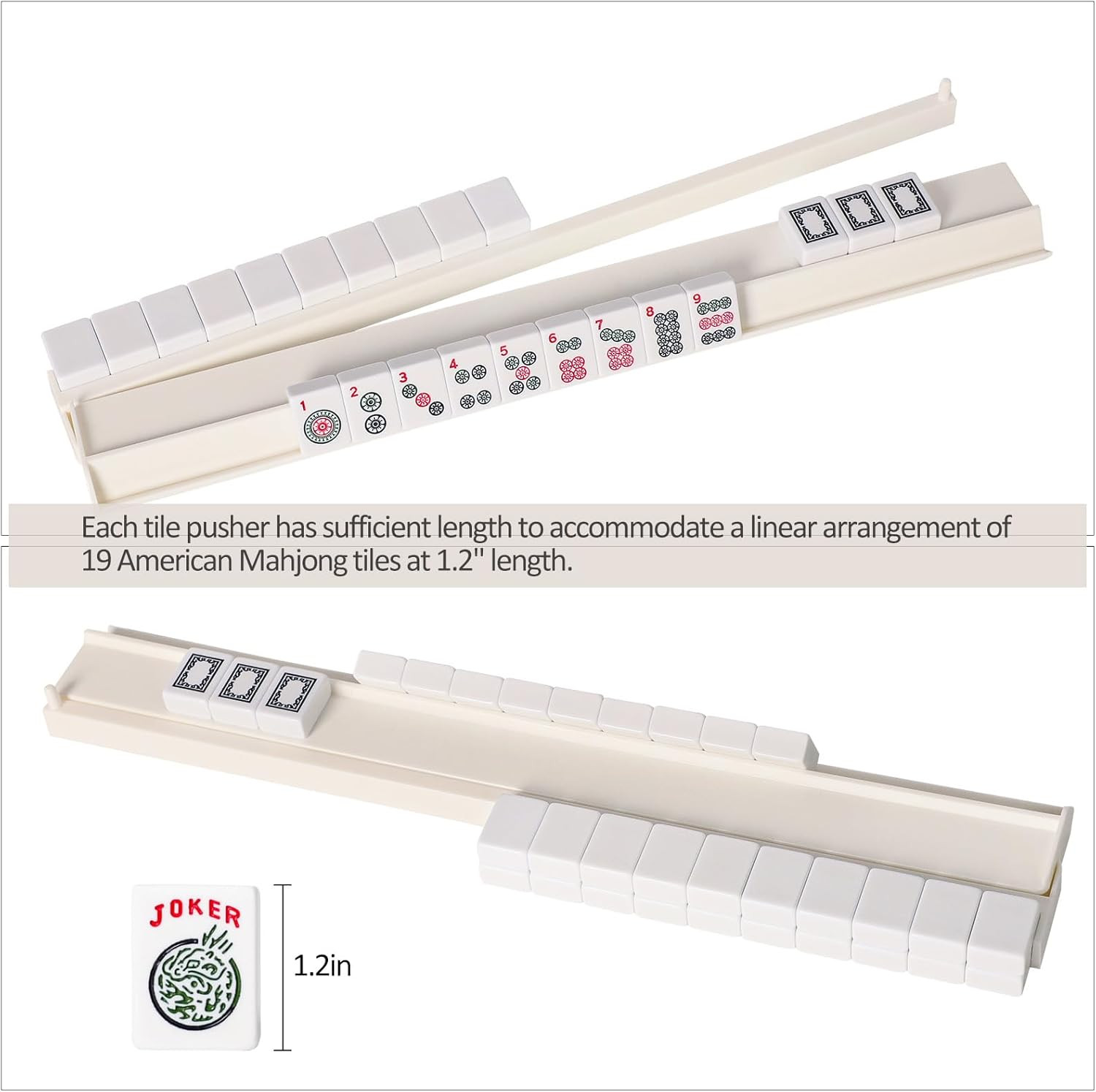 4PCS Mahjong Racks with Pushers (White), American Mahjong All-In-One Tile Rac…
