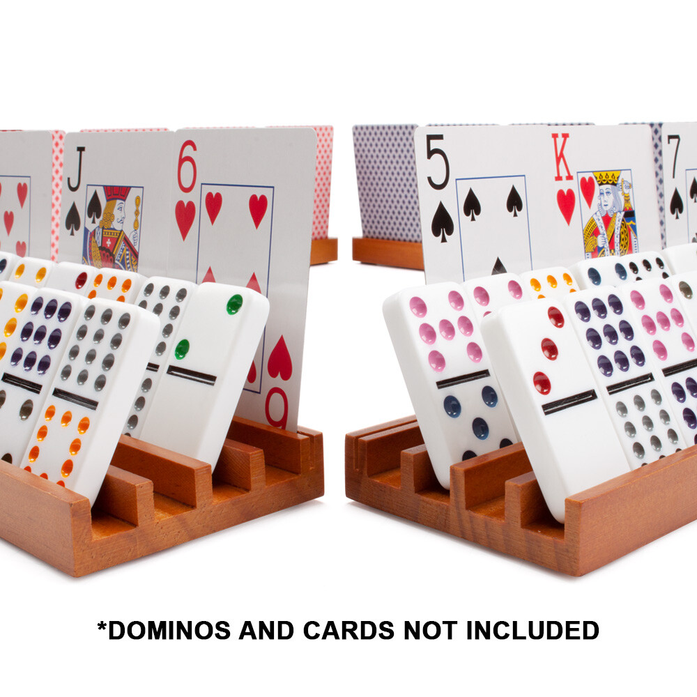 Wooden Domino Racks/Trays/Holders for Mexican Train Dominoes Games (Set of 4)
