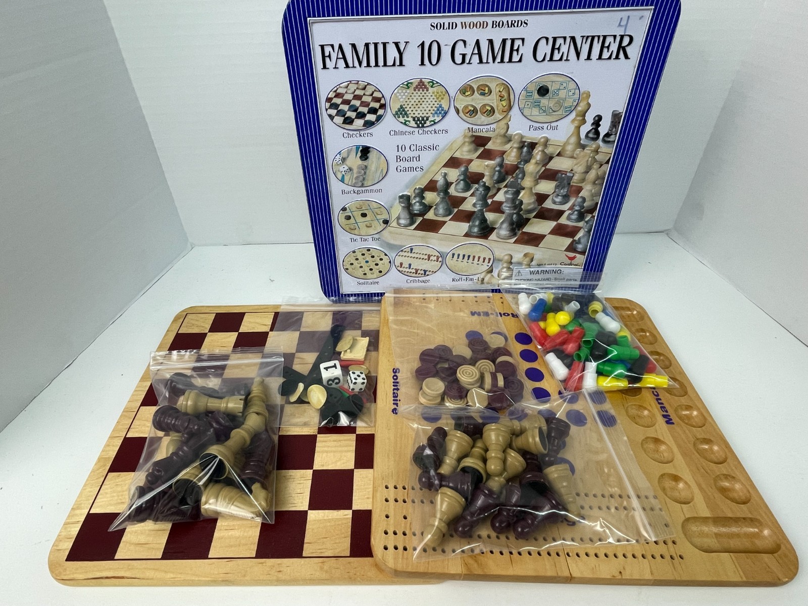 Cardinal Family 10 Game Center Solid Wood Boards Ten Classic Games