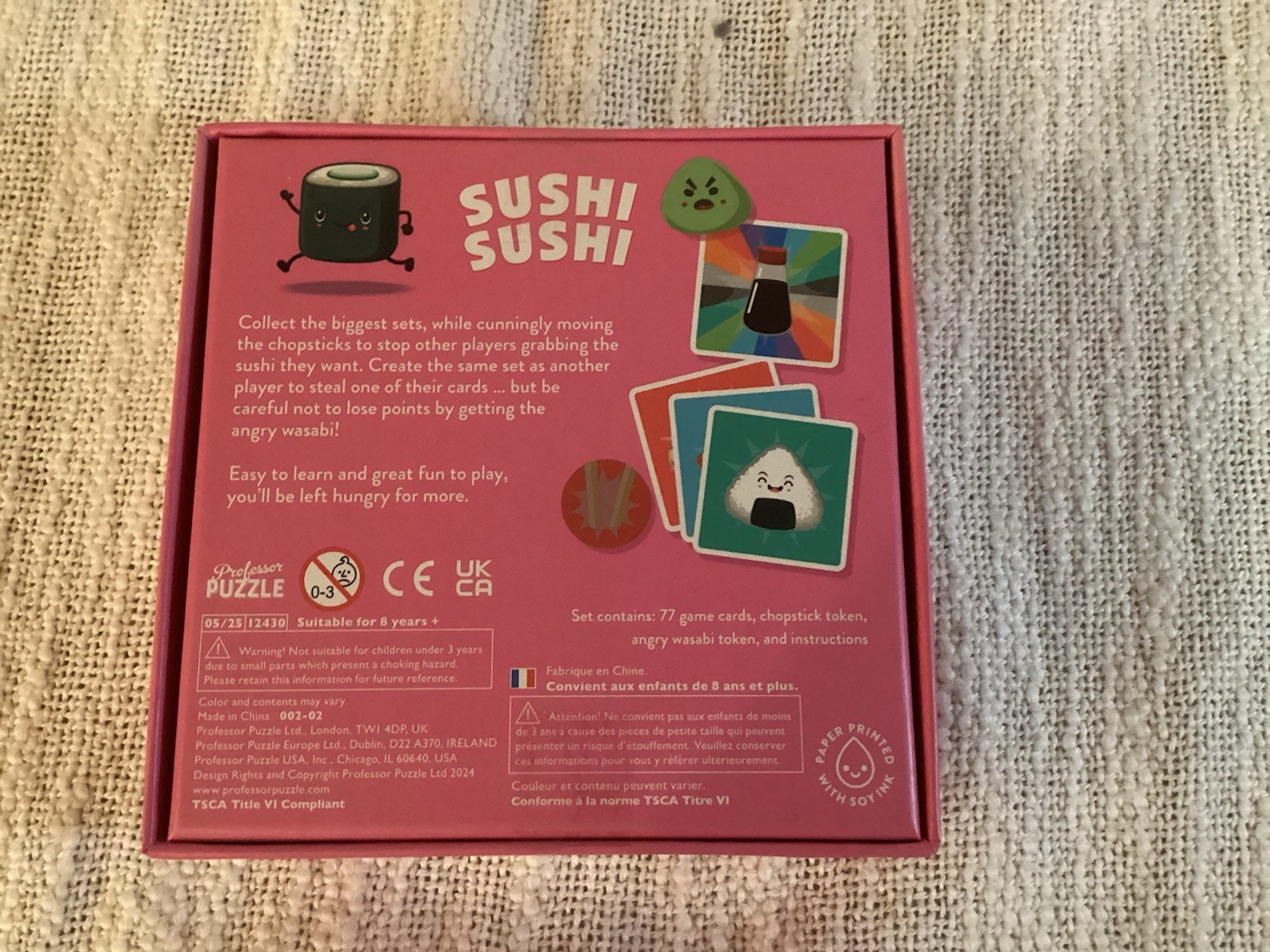 Professor Puzzle Games Sushi Sushi Strategy Card Game 2-5 Players 8+