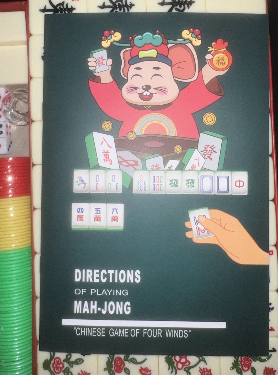(20)Chinese Mahjong Game Set X-Large 144 1.5″ Ivory/Vintage Colored Tiles