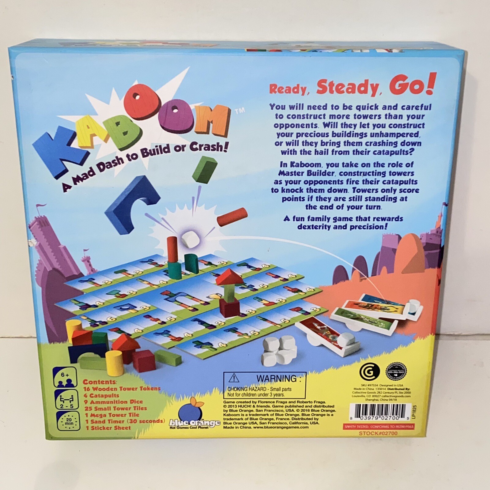 2013 Kaboom A Mad Dash To Build Or Crash Board Game Blue Orange Games Complete