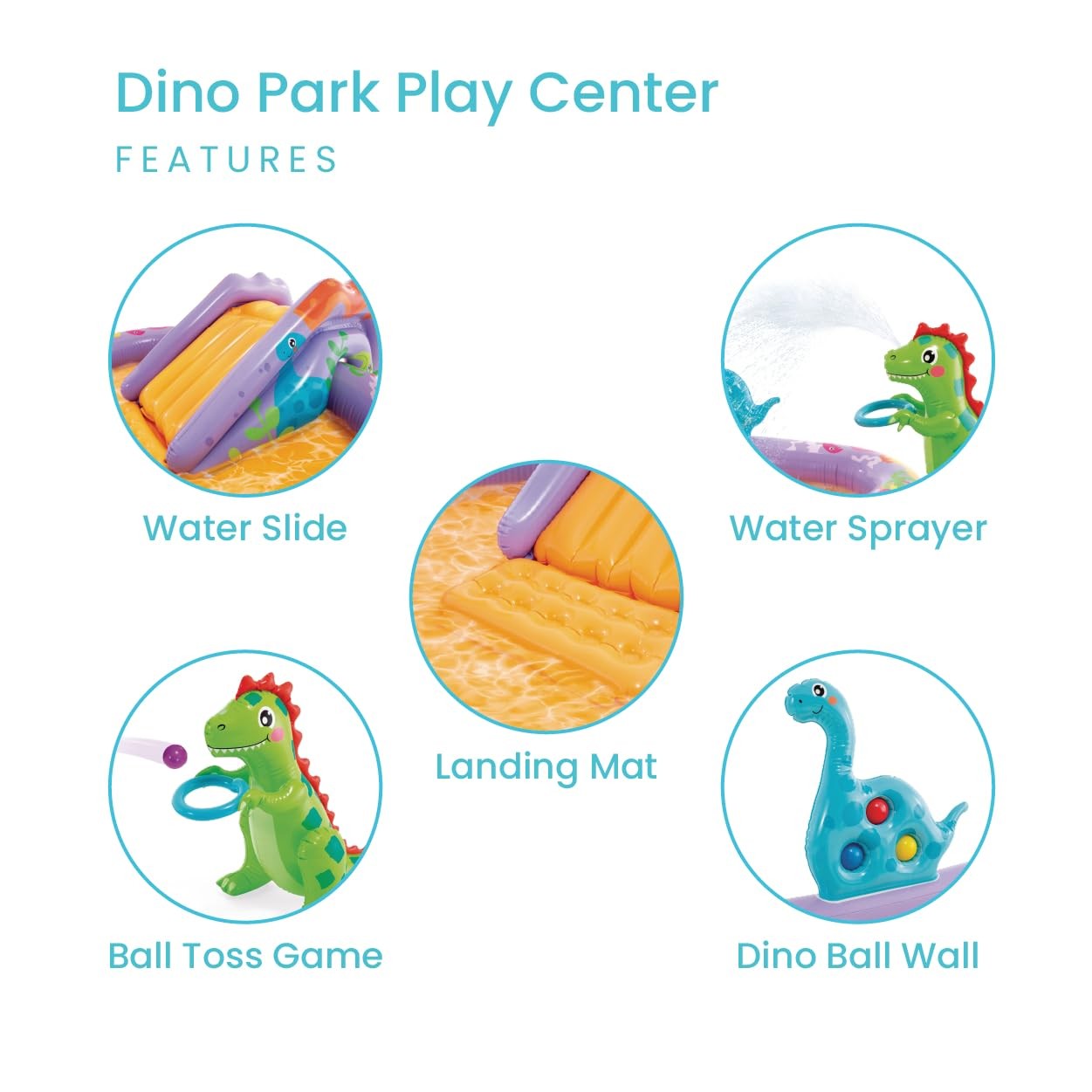 Inflatable Kids Pool Water Sprayer Slide Splash Pad 79 x62 x27 Intex Dino Park