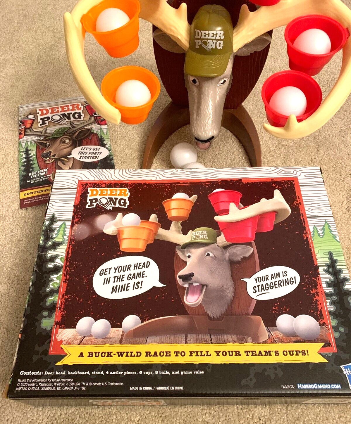 Hasbro Deer Pong Game with Talking Comical Deer Ages 8 & UP