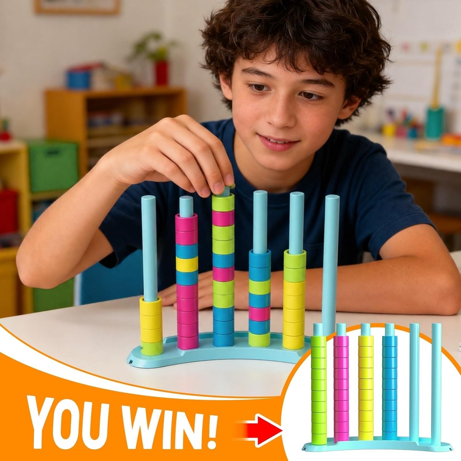Color Matching Challenge Game – Fast-Paced Ring Stacking Puzzle for 1-2 Players
