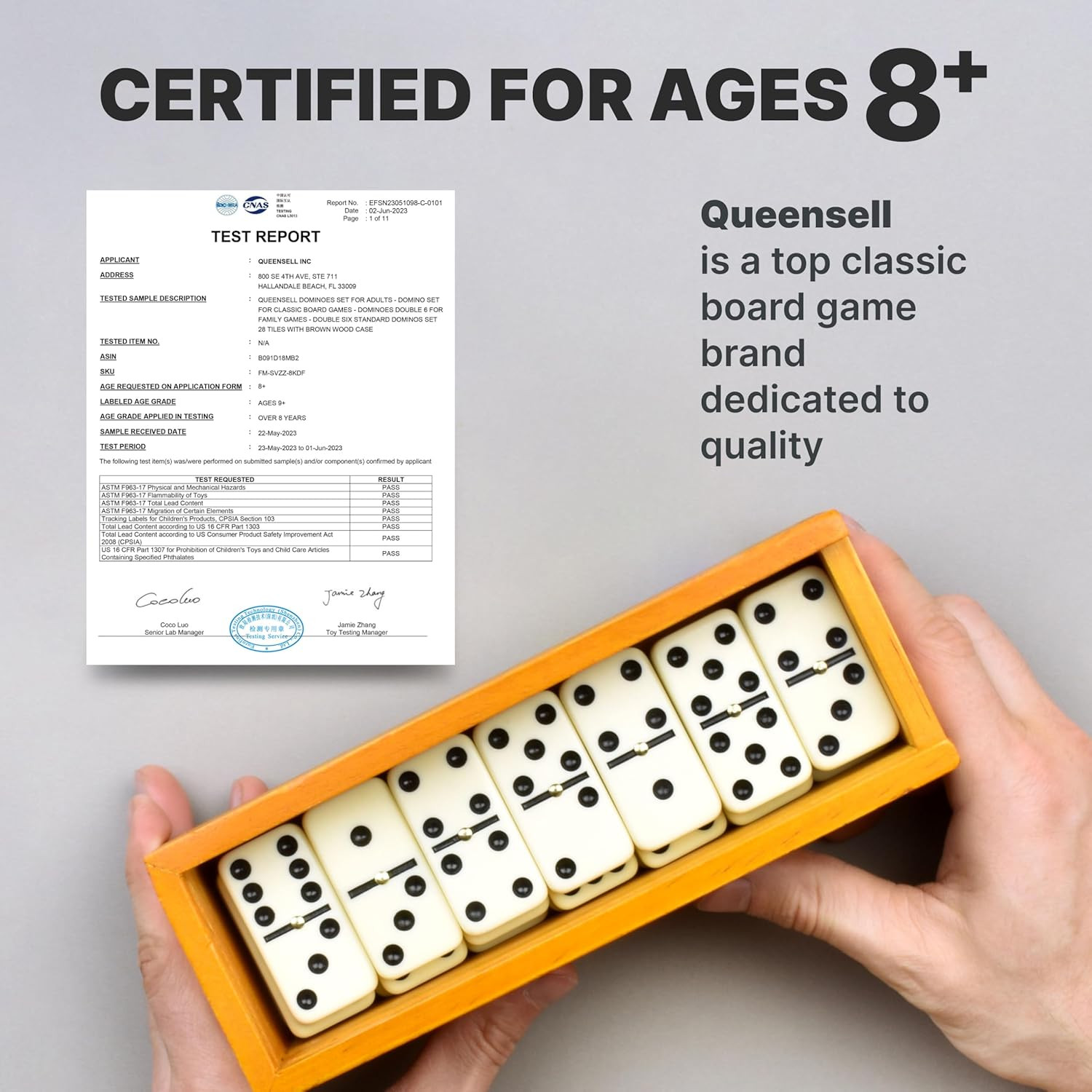 Double 6 Dominoes Set 28 Tiles with Wooden Case Classic Family Game