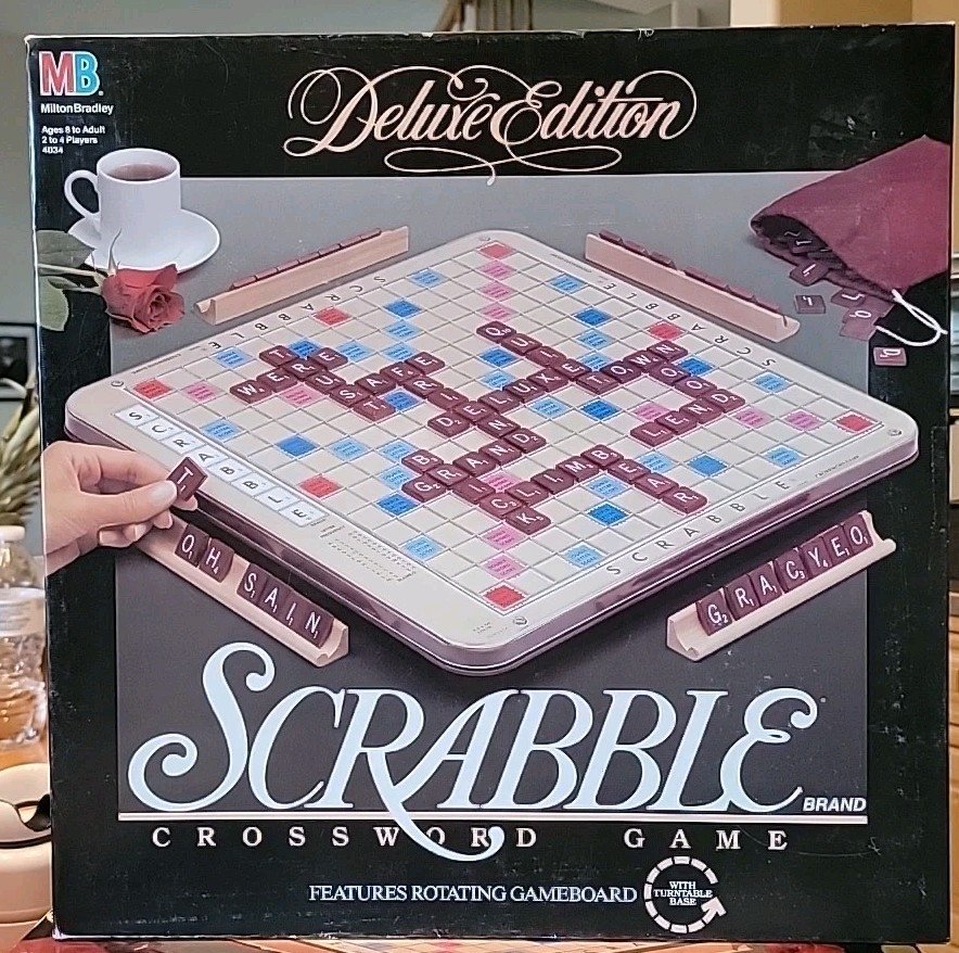 1989 Milton Bradley 4034 Scrabble Deluxe Edition Board Game EUC INCOMPLETE (-1B)