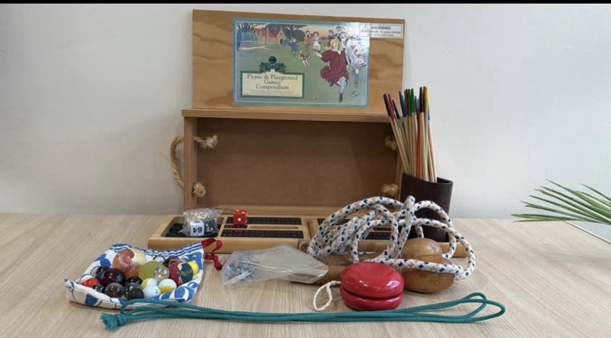 House of Marbles Picnic & Playground Games Compendium Used In Wooden Box J