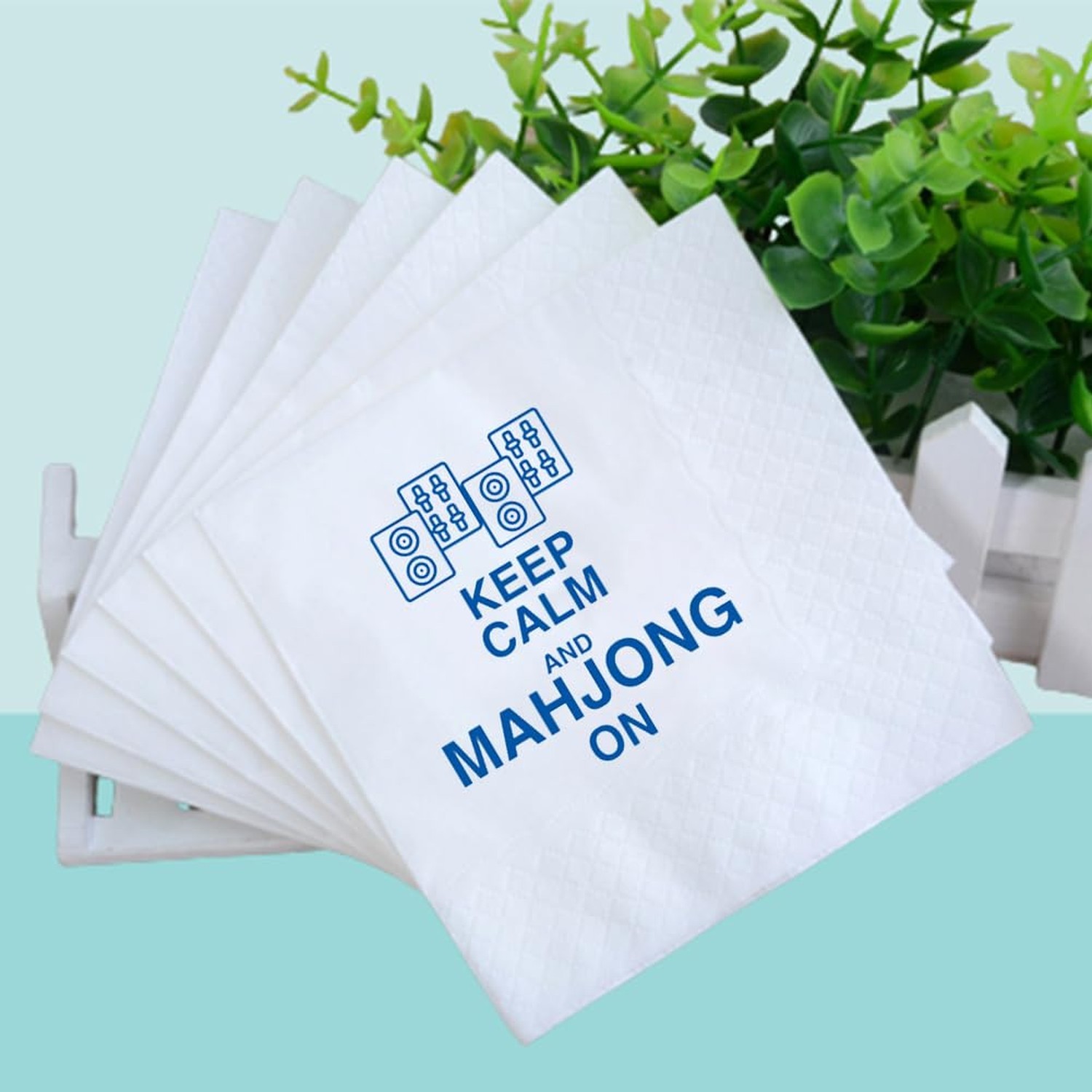 Mah Jongg Cocktail Napkins 50Pcs Keep Calm And Mahjong On Paper Disposable Na…