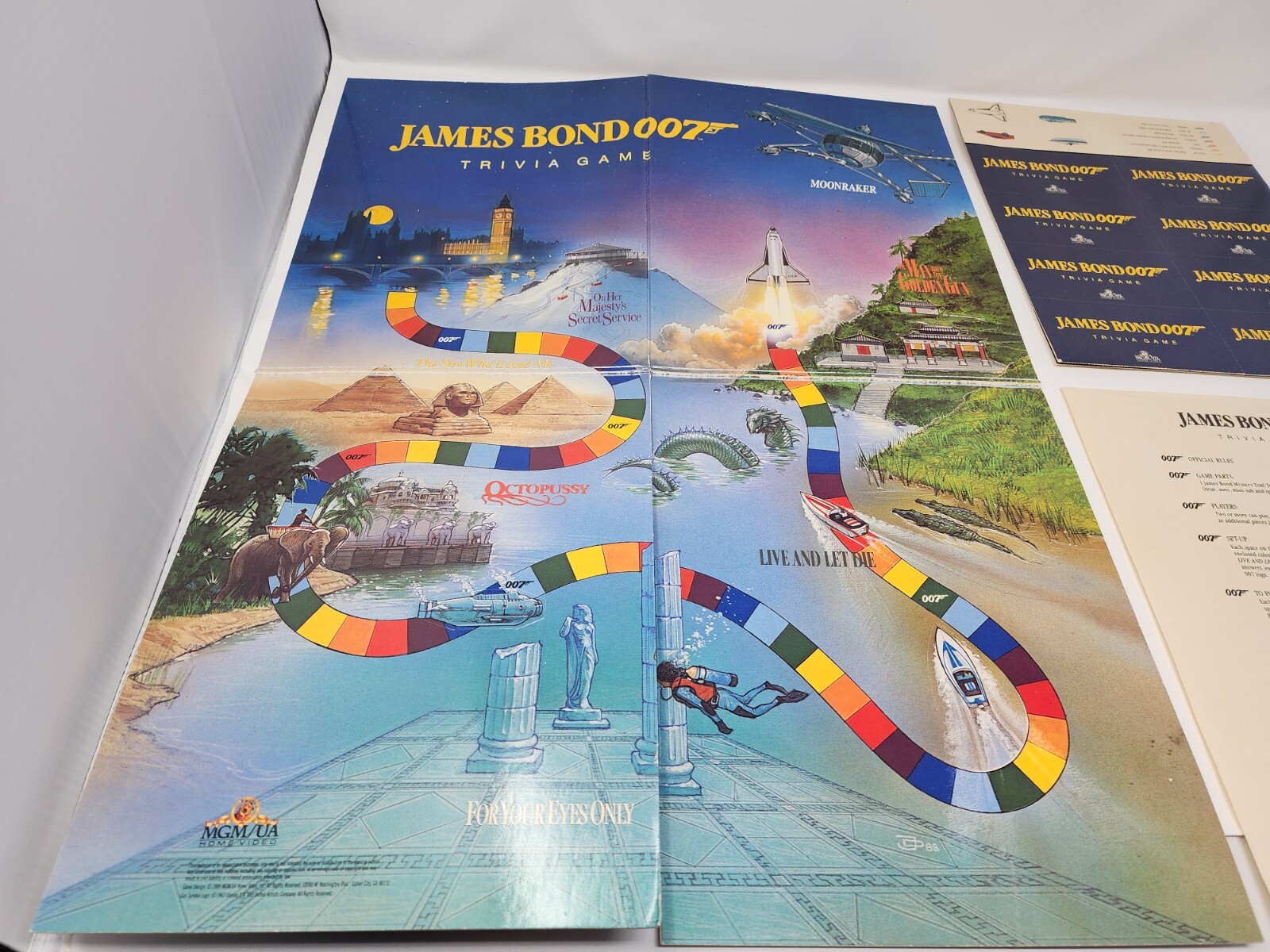 1988 JAMES BOND 007 Spy Movie MGM/UA HOME VIDEO Promo Trivia Board Game No Dice